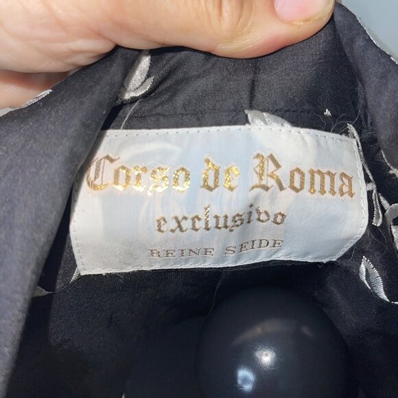 Corso De Roma Exclusivo Vintage Womens Jacket Size XL Black Floral Silk Satin - Picture 5 of 16